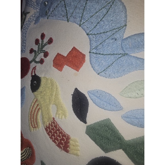 Down Filled Colorful Embroidered Tassel Rectangular Lumbar Throw Pillow 15"x26" - Picture 2 of 9